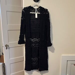 Anthropologie Black Crochet Sweater